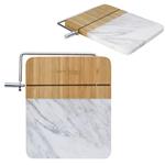HH2176 Marble And Bamboo Cheese Cutting Board With Slicer And Custom Imprint